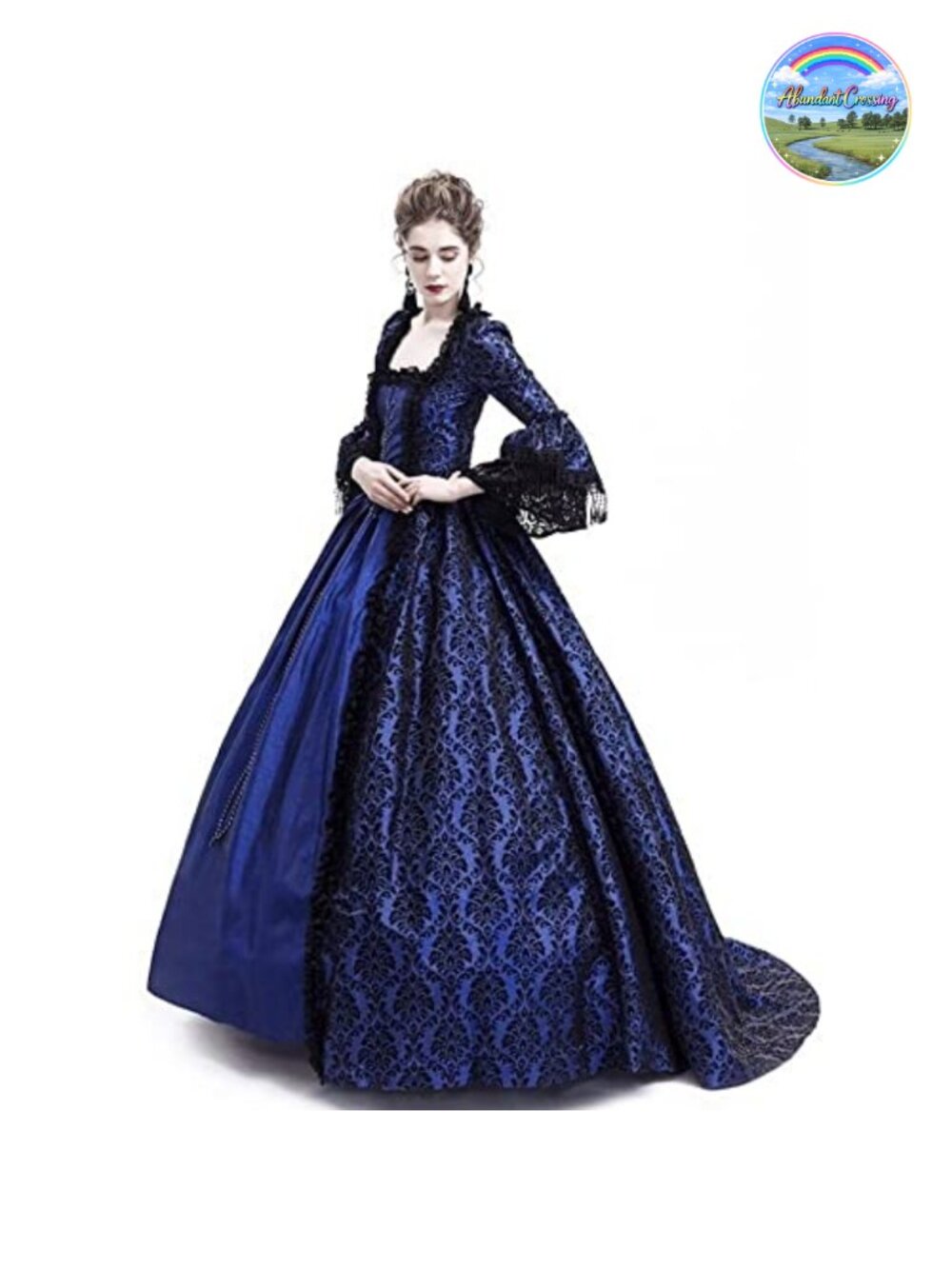 Medieval Queen Costume Victorian Lace Satin Dress Masquerade Ball Gown